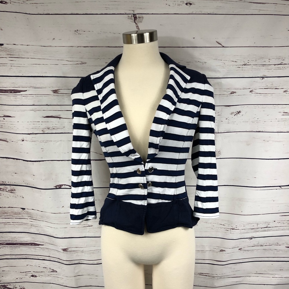 WHBM Navy Stripe Blazer